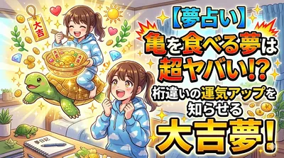【夢占い】亀を食べる夢は超ヤバい！？桁違いの運気アップを知らせる大吉夢！