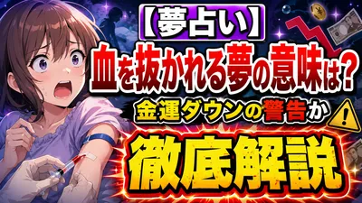 【夢占い】血を抜かれる夢の意味は？金運ダウンの警告か徹底解説